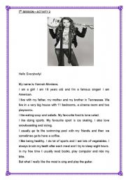 English Worksheet: HANNAH MONTANA