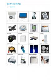 English Worksheet: eloctronic devices 