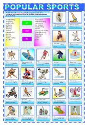 English Worksheet: POPULAR SPORTS