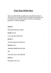 English Worksheet: wipe the fllor
