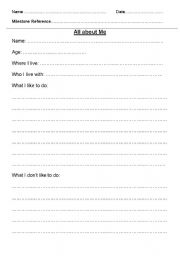 English Worksheet: All  about me