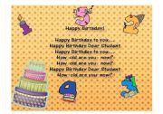 English worksheet: Happy Birthday Poster