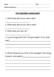 English worksheet: The five sences