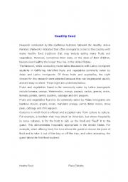 English Worksheet: Healthy food