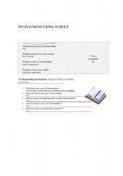 English worksheet: INVITATIONS USING WOULD