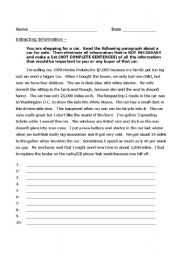 English worksheet: Extracting Information