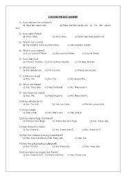 English Worksheet: choose the best answer quiz