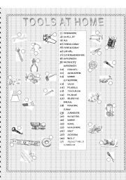 English Worksheet: TOOLS AT HOME PICTIONARY