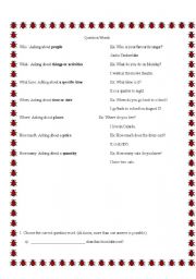 English Worksheet: Question words