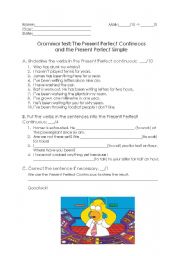 English worksheet: present perfect continuous