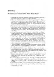 English worksheet: Green Anger text about the Hulk