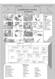 English Worksheet: GARDEN TOOLS AND ACTIONS