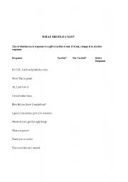 English Worksheet: What Should I Say