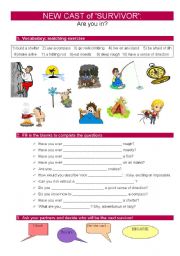 English Worksheet: SURVIVOR : new cast (present perfect)