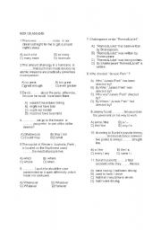 English Worksheet: MIX GRAMMAR FOR EVALUATION