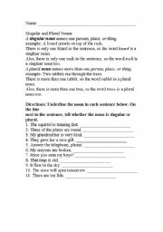 English Worksheet: Singular and Plural Nouns