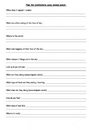 English worksheet: Cave animal poetry plan