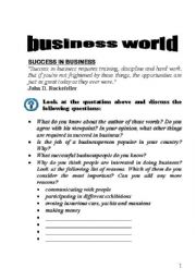 English Worksheet: business world