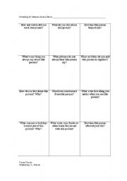 English worksheet: Memoir grid- person