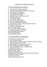 English Worksheet: simple past or present perfect?