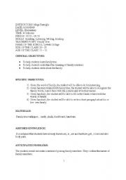 English worksheet: writing lesson plan related with family