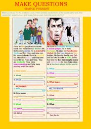 English Worksheet: MAKE QUESTIONS - SIMPLE PRESENT