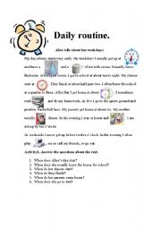 English Worksheet: Daily routine