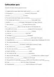 English Worksheet: Collocations quiz