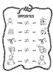 English Worksheet: Opposites