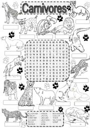 Wordsearch CARNIVORES