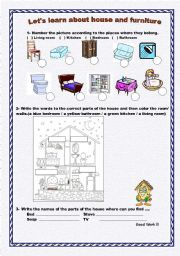 English Worksheet: House and furniture