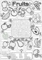 wordsearch FRUITS