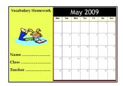 English worksheet: Vocabulary Diary for Students!!! - May, 2009