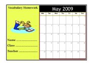 English Worksheet: Vocabulary Diary for Students!!! - May, 2009