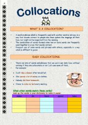 English Worksheet: Collocations.. make, do, have, spend, take