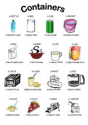 English Worksheet: CONTAINERS