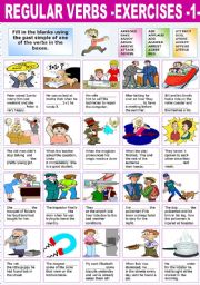 English Worksheet: REGULAR VERBS EXERCISES (1)