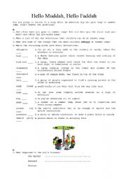 English Worksheet: Hello Muddah, Hello Fadduh