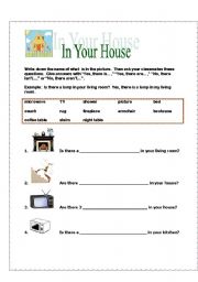 English worksheet: In Your House