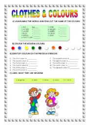 English Worksheet: clothes, colour