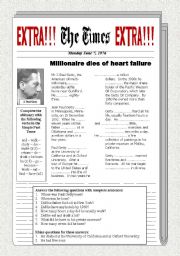 English Worksheet: Paul Getty Obituary - Revising the simple past tense