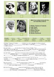 English Worksheet: Celebrities from the Past