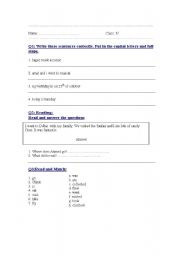 English Worksheet: reading and writing