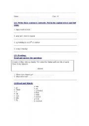 English worksheet: reading and writing