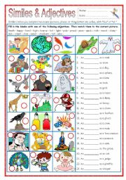 English Worksheet: Similes & Adjectives (part 2)