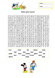 Action verbs wordsearch