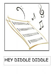 English Worksheet: Set of  Hey Diddle Diddle Flashcards 1 of 2