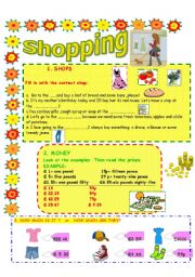 English Worksheet: Shopping trip