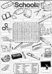 English Worksheet: Wordsearch SCHOOL