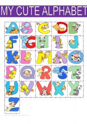 English Worksheet: MY CUTE ALPHABET / 